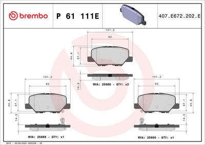 klocki ham. tył Beyond EV Pad OUTLANDER III (GG_W, GF_W, ZJ, ZL, ZK) 11/10-12/22 BREMBO P 61 111E
