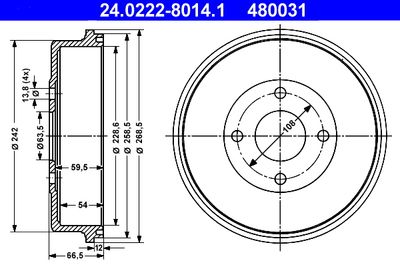 Тормозной барабан ATE 24.0222-8014.1