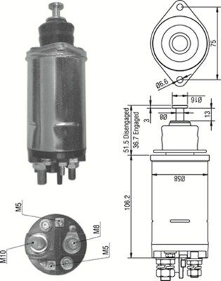 Ievilcējrelejs, Starteris MAGNETI MARELLI 940113050303