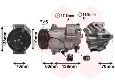 Компрессор, кондиционер VAN WEZEL 3700K607