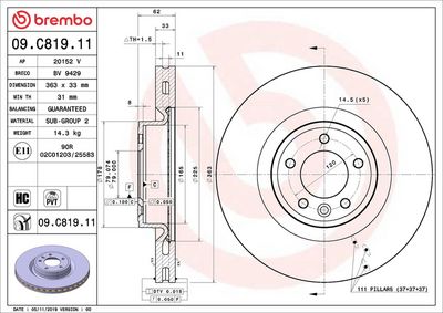 Тормозной диск BREMBO 09.C819.11