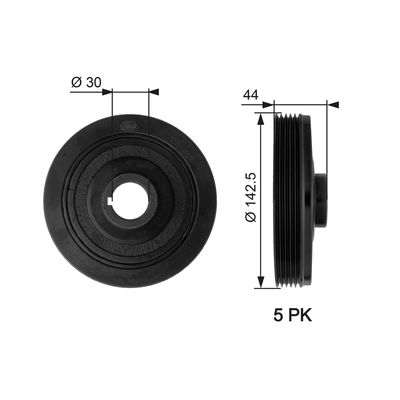 Ременный шкив, коленчатый вал GATES TVD1027