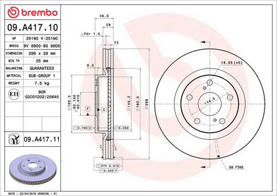 Тормозной диск BREMBO 09.A417.11