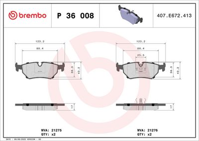 Bremžu uzliku kompl., Disku bremzes BREMBO P 36 008