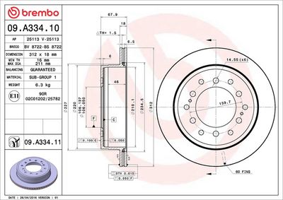 Тормозной диск BREMBO 09.A334.11