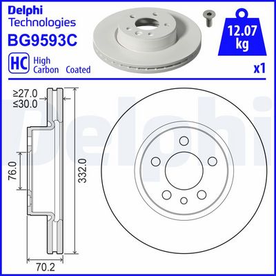 Тормозной диск DELPHI BG9593C