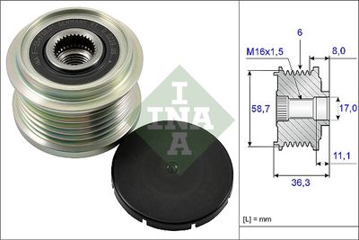 Механизм свободного хода генератора Schaeffler INA 535 0160 10