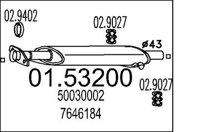 Vidējais izpl. gāzu trokšņa slāpētājs MTS 01.53200
