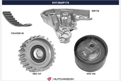 Ūdenssūknis + Zobsiksnas komplekts HUTCHINSON KH 138WP176