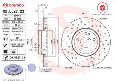 Тормозной диск BREMBO 09.D527.23