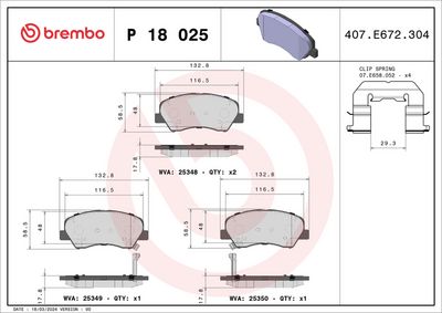 Bremžu uzliku kompl., Disku bremzes BREMBO P 18 025