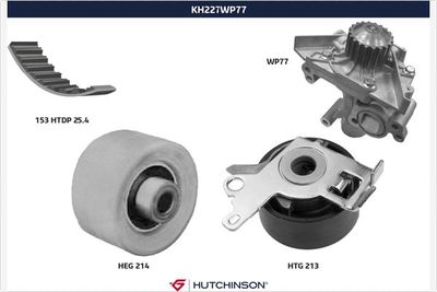 Ūdenssūknis + Zobsiksnas komplekts HUTCHINSON KH 227WP77