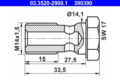 Полый болт ATE 03.3520-2900.1