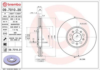 Тормозной диск BREMBO 09.7010.20