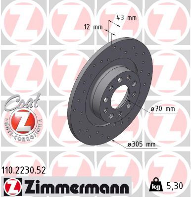 Bremžu diski ZIMMERMANN 110.2230.52