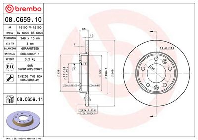 Тормозной диск BREMBO 08.C659.11