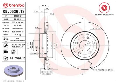 Тормозной диск BREMBO 09.D526.13