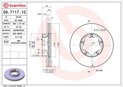 Bremžu diski BREMBO 09.7117.10