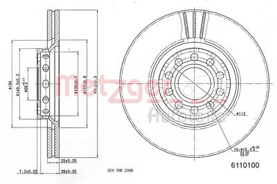Тормозной диск METZGER 6110100