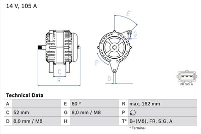 Генератор BOSCH 0 986 081 090