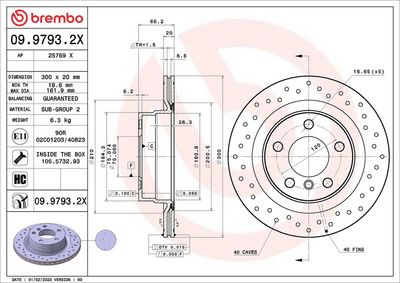 Тормозной диск BREMBO 09.9793.2X