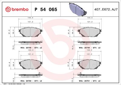 Bremžu uzliku kompl., Disku bremzes BREMBO P 54 065
