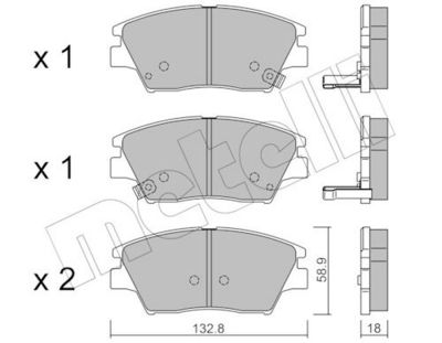 Bremžu uzliku kompl., Disku bremzes METELLI 22-1098-0