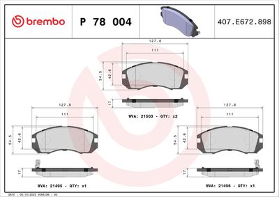 Bremžu uzliku kompl., Disku bremzes BREMBO P 78 004