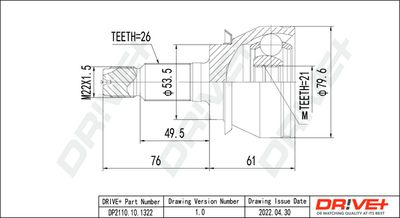 Šarnīru komplekts, Piedziņas vārpsta Dr!ve+ DP2110.10.1322