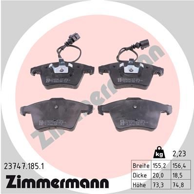 Bremžu uzliku kompl., Disku bremzes ZIMMERMANN 23747.185.1