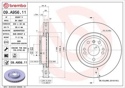 Тормозной диск BREMBO 09.A956.11