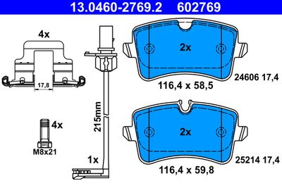 Bremžu uzliku kompl., Disku bremzes ATE 13.0460-2769.2