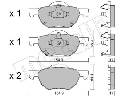 Bremžu uzliku kompl., Disku bremzes METELLI 22-0730-0