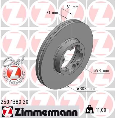 Тормозной диск ZIMMERMANN 250.1380.20