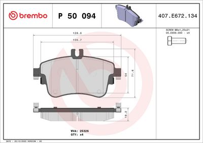 Bremžu uzliku kompl., Disku bremzes BREMBO P 50 094