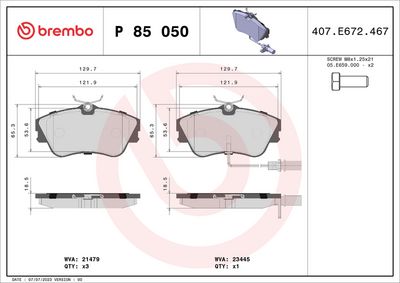 Bremžu uzliku kompl., Disku bremzes BREMBO P 85 050