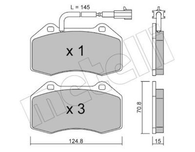 Bremžu uzliku kompl., Disku bremzes METELLI 22-0651-1