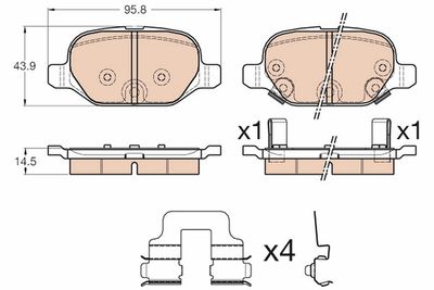 Bremžu uzliku kompl., Disku bremzes TRW GDB1950