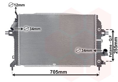 Радиатор, охлаждение двигателя VAN WEZEL 37002460