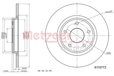 Bremžu diski METZGER 6110773