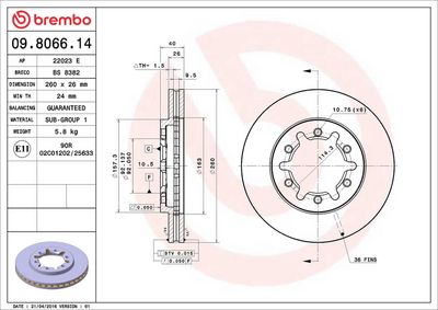 Bremžu diski BREMBO 09.8066.14