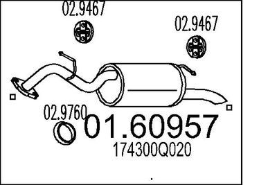 Глушитель выхлопных газов конечный MTS 01.60957