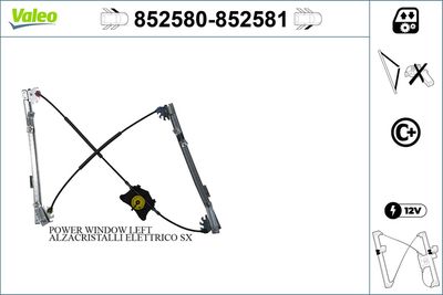 Stikla pacelšanas mehānisms VALEO 852580
