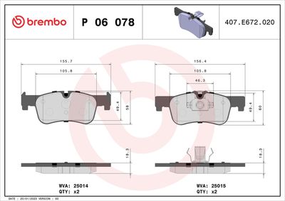 Bremžu uzliku kompl., Disku bremzes BREMBO P 06 078