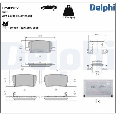 Комплект тормозных колодок, дисковый тормоз DELPHI LP5039EV