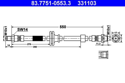 Тормозной шланг ATE 83.7751-0553.3