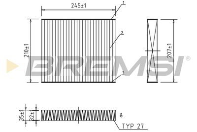 Фильтр, воздух во внутренном пространстве BREMSI FC0094A