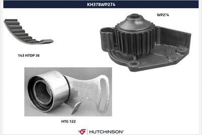 Ūdenssūknis + Zobsiksnas komplekts HUTCHINSON KH 378WP274
