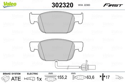 Bremžu uzliku kompl., Disku bremzes VALEO 302320