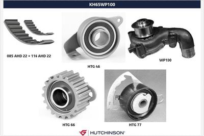 Ūdenssūknis + Zobsiksnas komplekts HUTCHINSON KH 65WP100